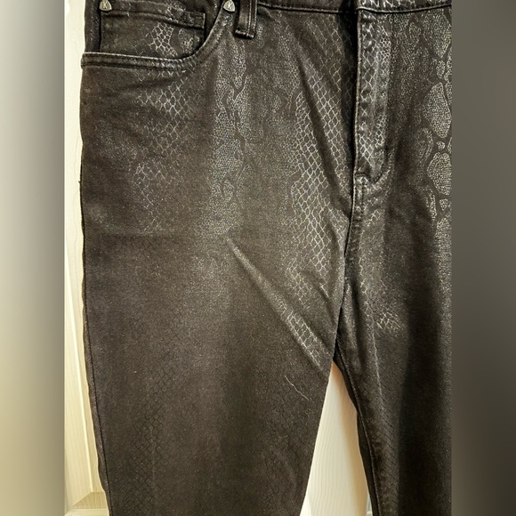Kut From The Kloth Mia High Rise Ankle Toothpick Skinny Black Snakeskin Size 12 - Picture 6 of 11